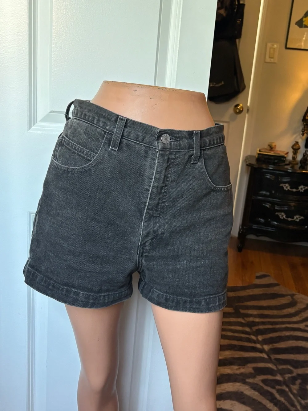 Vintage Black Wash Denim Shorts by Guess